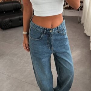 Blue Baggy Denim Pants