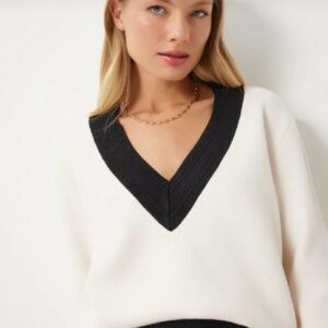 Black & White V Neck Sweater