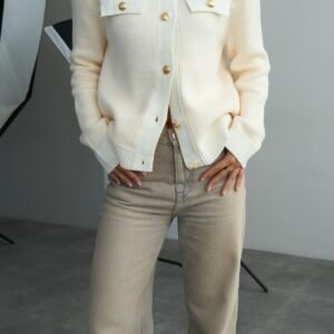 Beige Ecru Cardigan With Buttons
