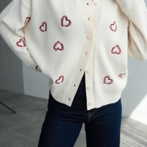 Hearts Patterned Knitwear Cardigan