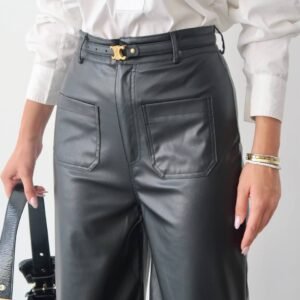 Black Culotte Leather Pants