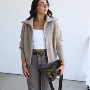 Ribbed Knit with Front Zip