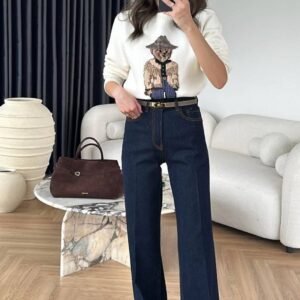 Dark Blue Straight Denim Pants