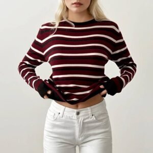 Blue & Red Crew Neck Knitwear