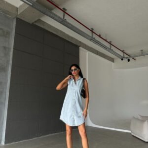Light Blue Button Up Denim Dress