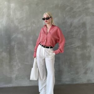 White & Pink Stripped Shirt