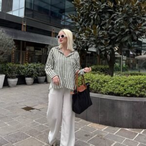 Green & White Stripped Shirt