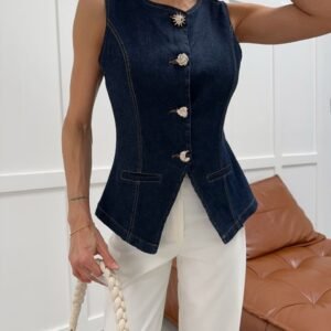 Dark Blue Denim Vest